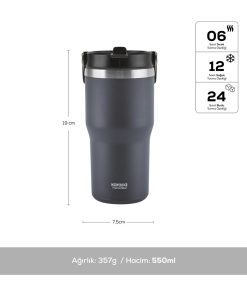 Alternative view of Karaca Star Ice Çelik Sızdırmaz Termos Gri 550 ml
