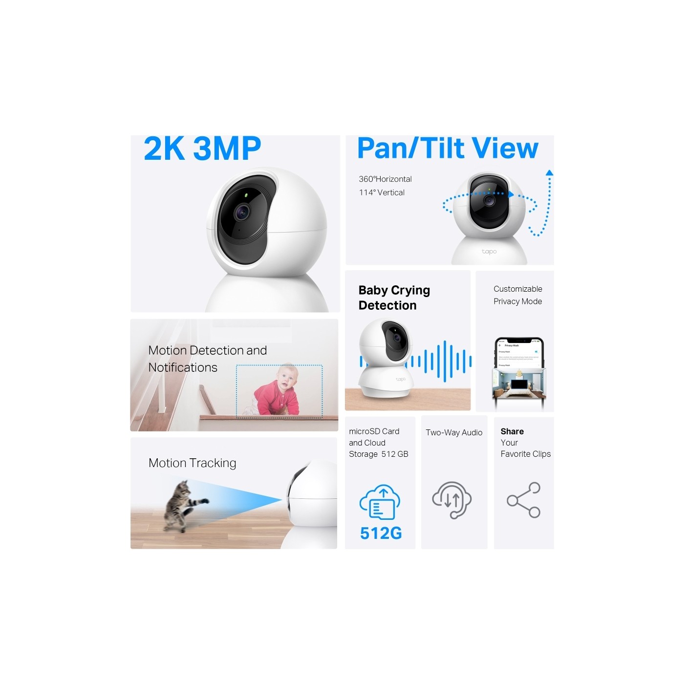 TP-Link Tapo TC71 2k Iç Mekan 3mp Gece Görüşlü 512GB Kart Destekli Wi-Fi Güvenlik Kamerası - Görsel 2