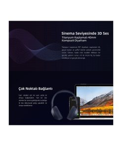 Alternative view of Qcy H3 Hybrid Anc Hi-Res Bluetooth 5.4 Kafaüstü Kablosuz Kulaklık Çift Cihaz desteği beyaz