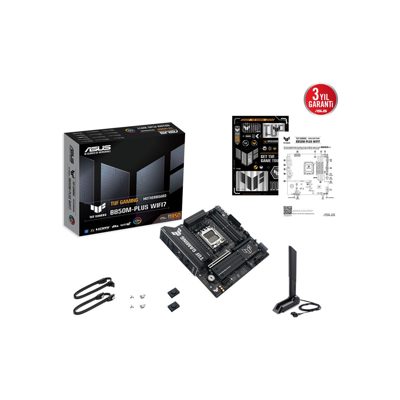 Asus TUF Gaming B850M-PLUS WIFI7 AMD AM5 DDR5 Micro ATX Anakart 8000 Dp HDMI 3x M2 Usb3.2 Gen 2x2 Wifi 7 + Bt Aura Rgb 2.5gbit Lan Matx 14+2+1 Güç Aşamaları, 1xgen5 M.2, Ready For Advanced Ai Pc - Görsel 5