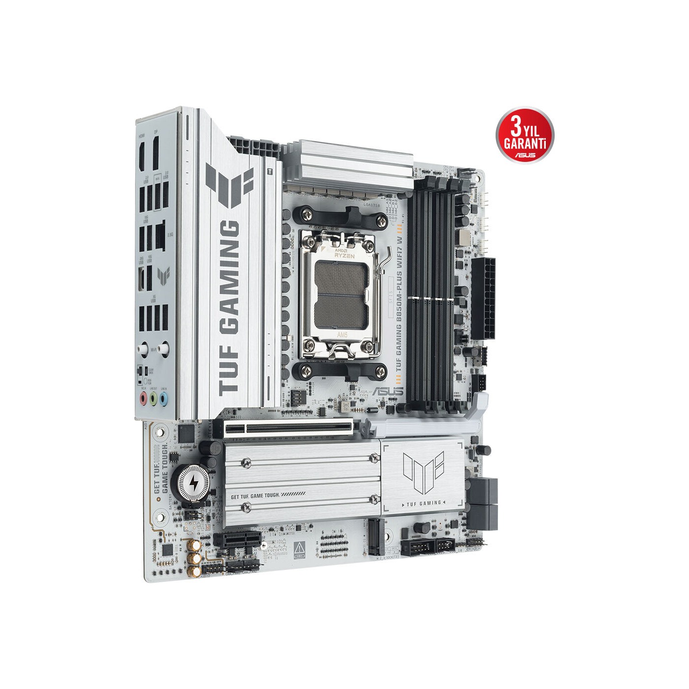 Asus TUF Gaming B850M-PLUS WIFI7 W AMD AM5 DDR5 Micro ATX Anakart 8000 Dp HDMI 3x M2 Usb3.2 Gen 2x2 Wifi 7 + Bt Aura Rgb 2.5gbit Lan Matx 14+2+1 Güç Aşamaları, 1xgen5 M.2, Ready For Advanced Ai Pc - Görsel 5