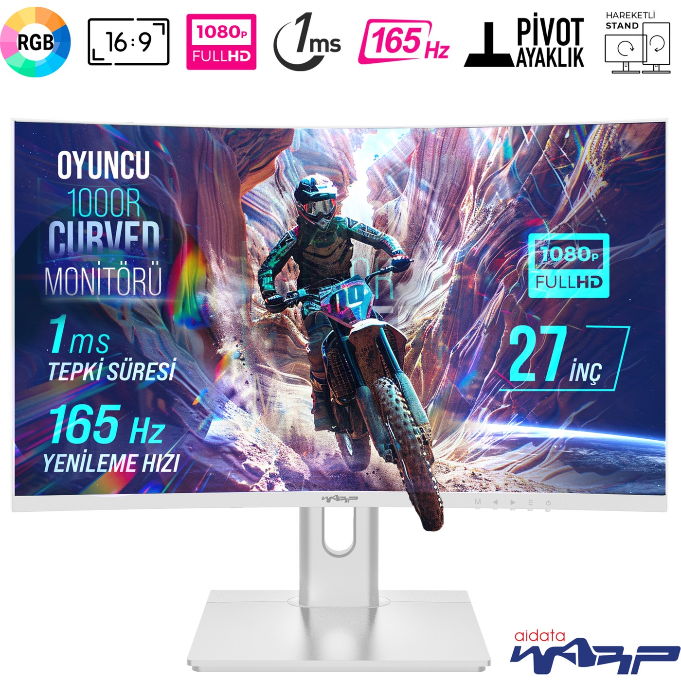 Warp WRP27-165-W 27" 1 ms Full HD Curved Oyuncu Monitörü
