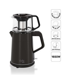 Arzum FL301 Felix Bold Elektrikli Çay Makinesi 1650W 1 L Cam Demlik Kapasitesi Siyah