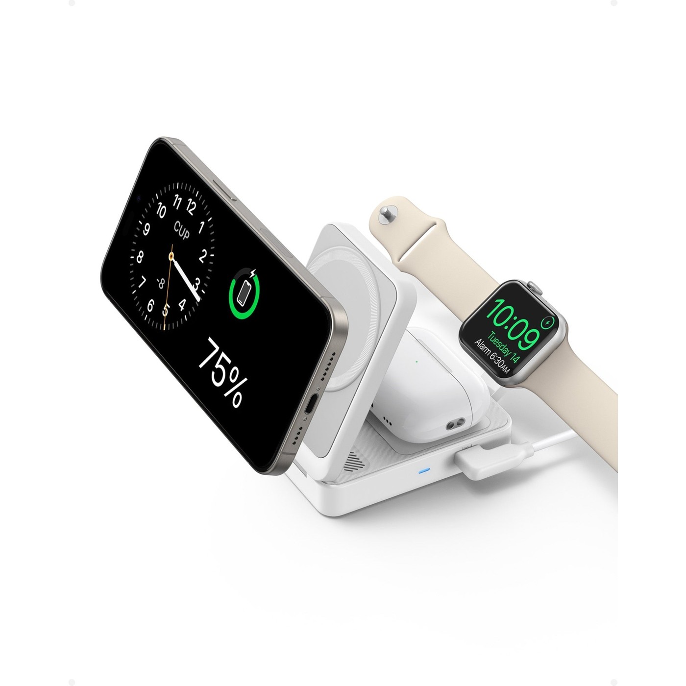 Anker B2557 MagGo Beyaz 3in1 Kablosuz Hızlı Şarj Aleti - MagSafe için Apple Watch Şarj Cihazı (40W USB-C Şarj Cihazı Dahil) - B2557 - Beyaz - Görsel 3