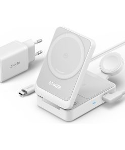 Anker B2557 MagGo Beyaz 3in1 Kablosuz Hızlı Şarj Aleti - MagSafe için Apple Watch Şarj Cihazı (40W USB-C Şarj Cihazı Dahil) - B2557 - Beyaz