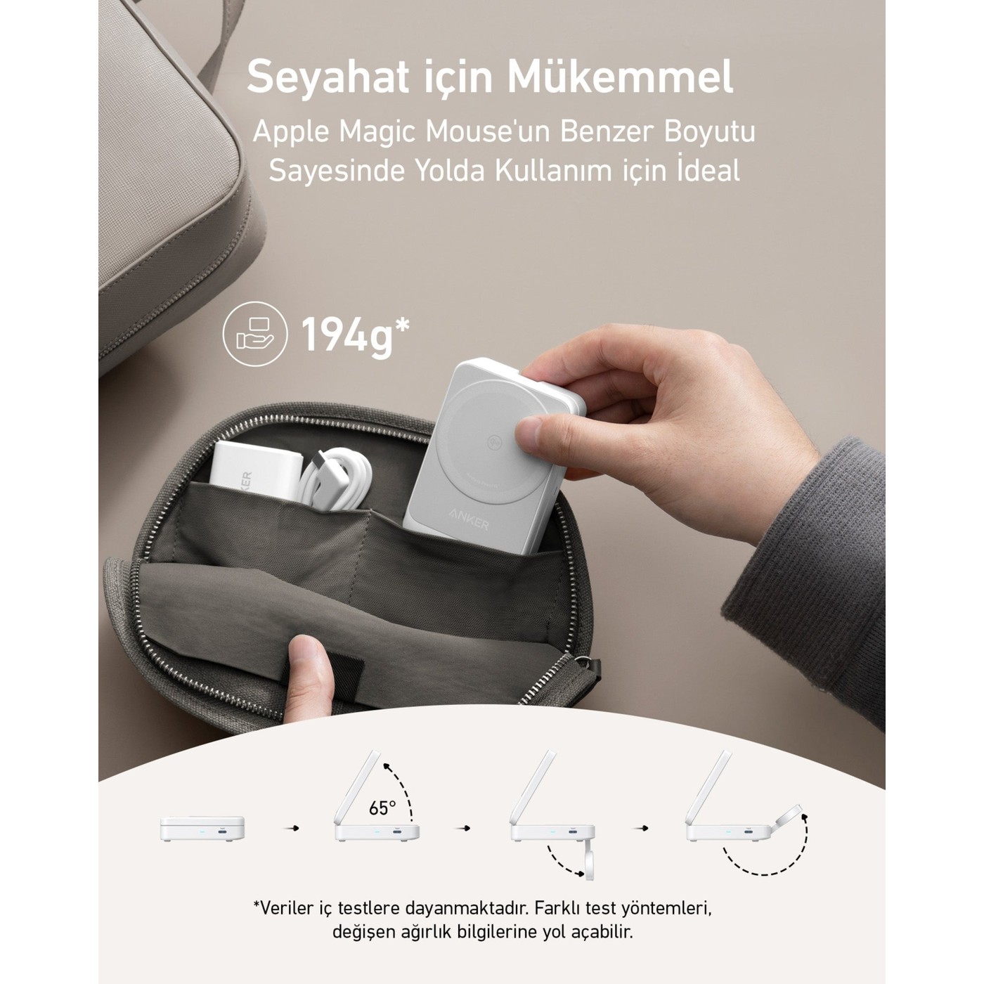 Anker B2557 MagGo Beyaz 3in1 Kablosuz Hızlı Şarj Aleti - MagSafe için Apple Watch Şarj Cihazı (40W USB-C Şarj Cihazı Dahil) - B2557 - Beyaz - Görsel 7