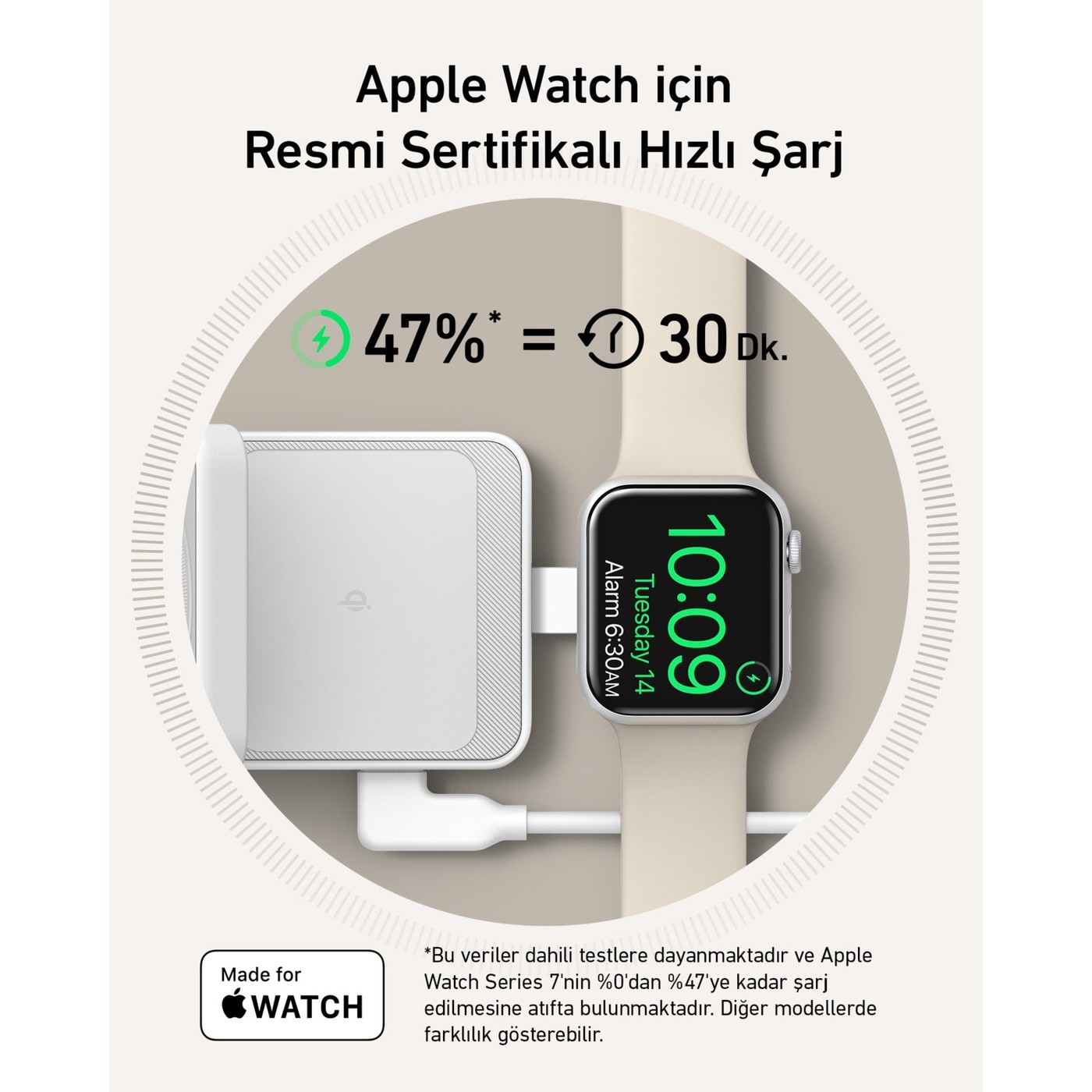 Anker B2557 MagGo Beyaz 3in1 Kablosuz Hızlı Şarj Aleti - MagSafe için Apple Watch Şarj Cihazı (40W USB-C Şarj Cihazı Dahil) - B2557 - Beyaz - Görsel 8