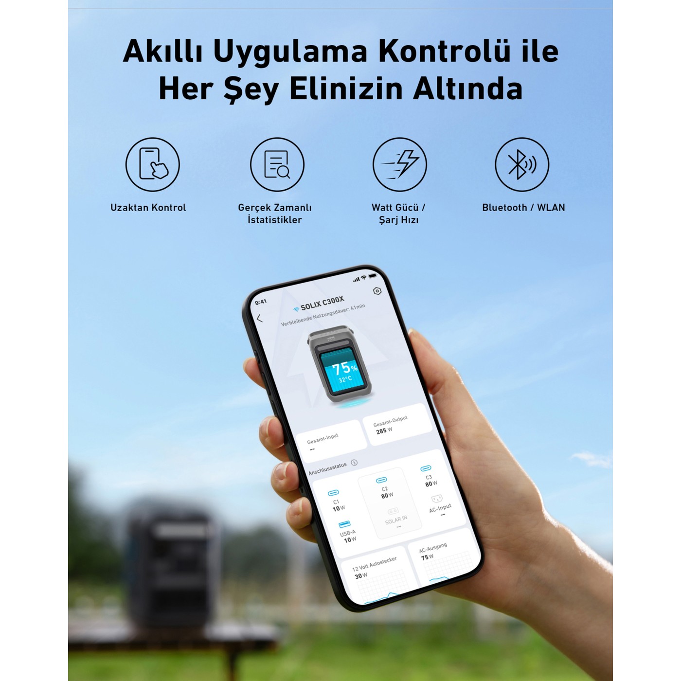 Anker Solix C300X AC 288 Wh 300 W Taşınabilir Güç Kaynağı (600W SurgePad) 4 Farklı Şarj Modu - A1723 (Anker Türkiye Garantili) - Görsel 5
