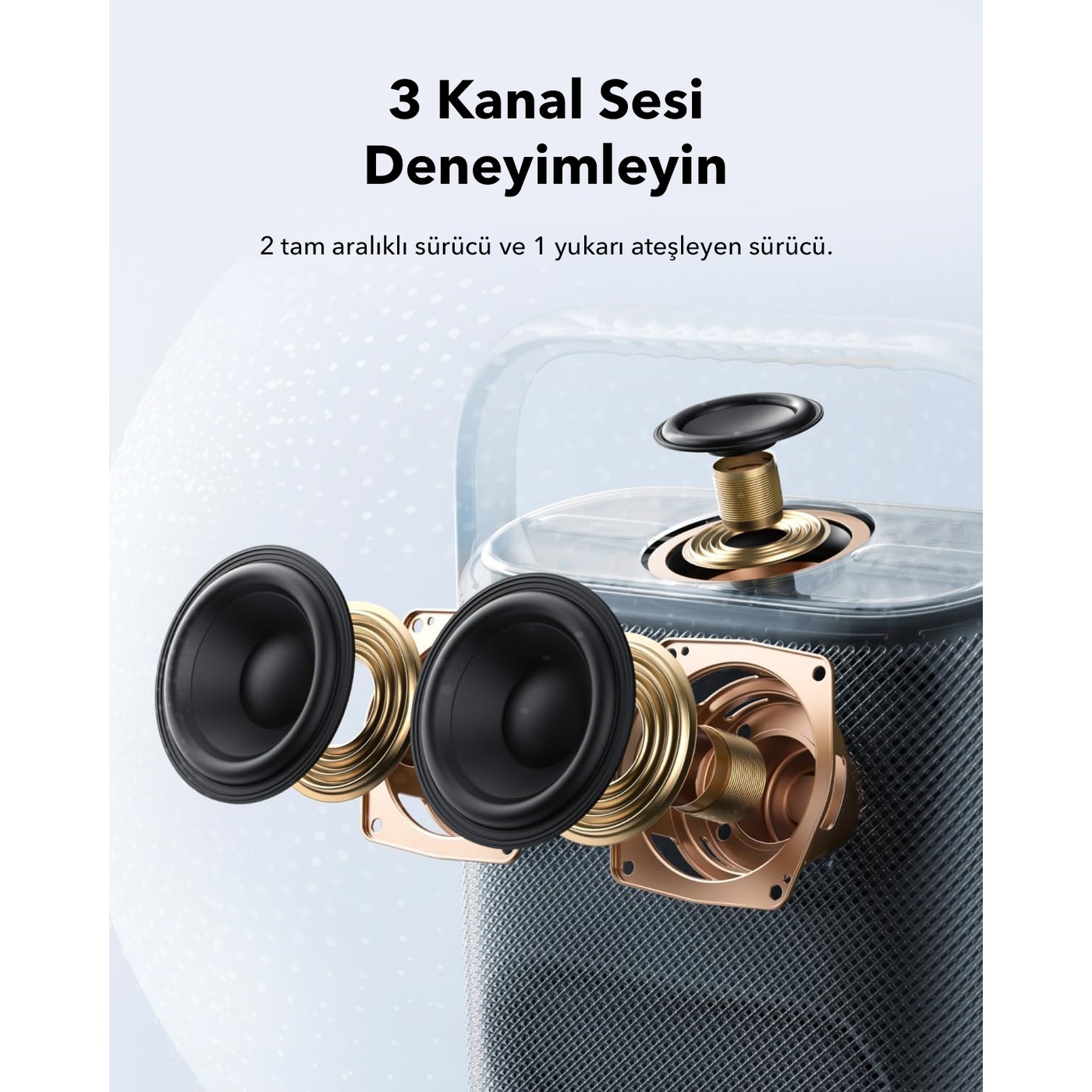 Anker SoundCore Motion X500 Siyah Bluetooth Hoparlör 40W - 3 Kanallı Hi-Res Ses - Ambiyans Işığı - IPX7 - 12 Saat Oynatma Süresi -Bluetooth 5.3 - LDAC - Siyah (Anker Türkiye Garantili) - Görsel 4