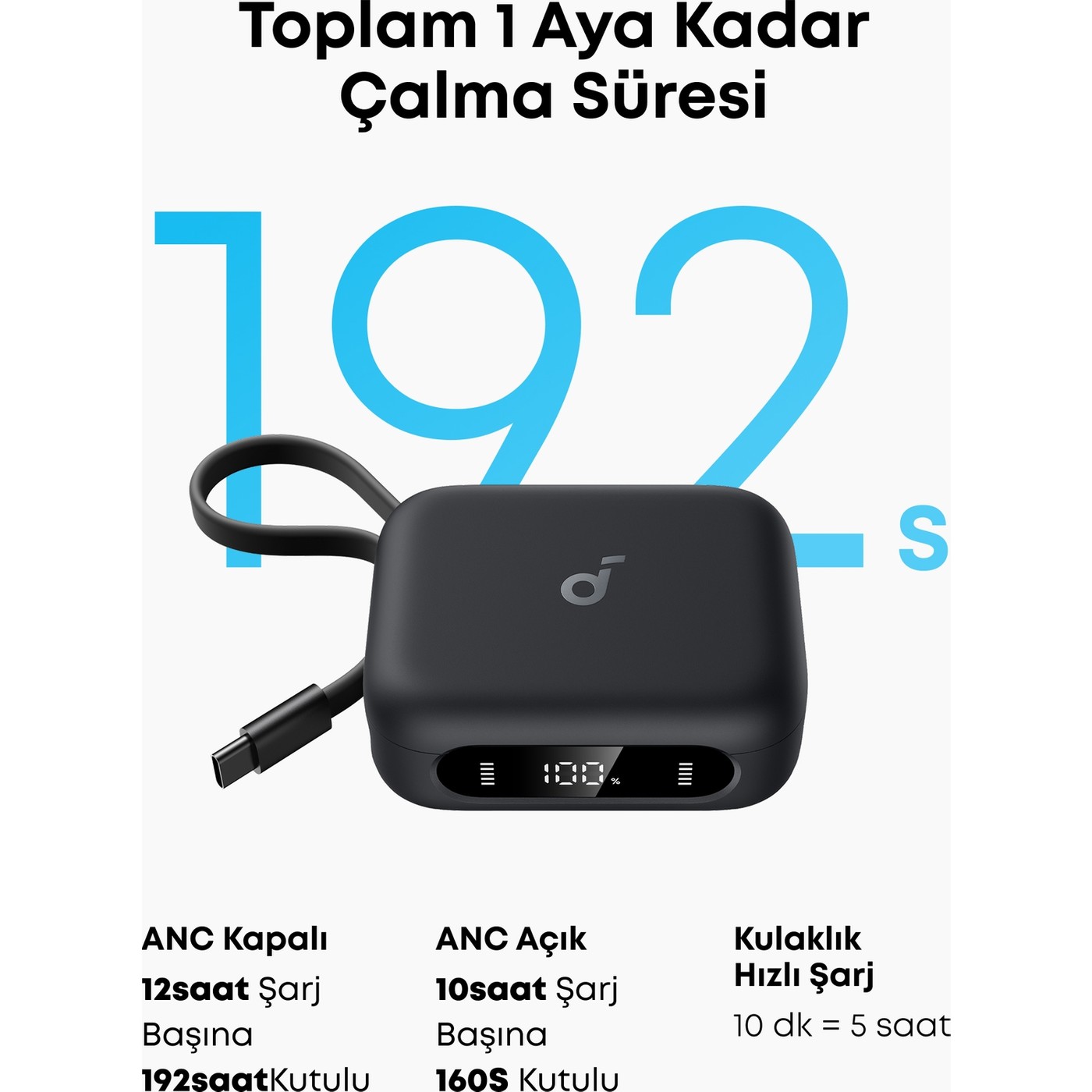 Anker SoundCore P41i TWS Kulak İçi Bluetooth Kulaklık Dahili Powerbank Özellikli (Lightning Adaptörlü) - Siyah A3937 - Görsel 3