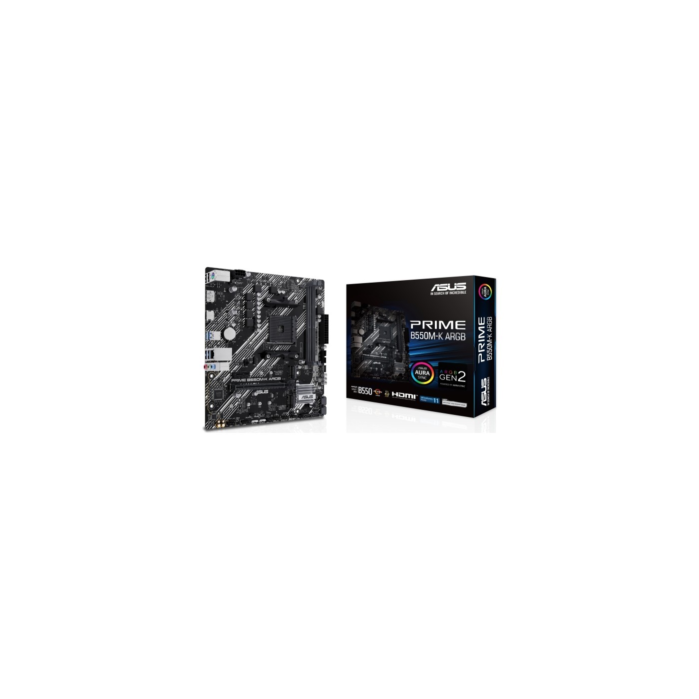 Asus Prime B550M-K ARGB AMD AM4 DDR4 Micro ATX Anakart 4866 DP HDMI Çift M2 USB3.2 AURA RGB mATX
