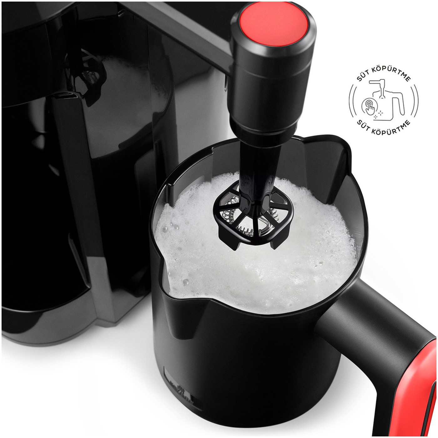 Karaca Hatır Barista Kırmızı Cappuccino ve Türk Kahve Makinesi İmperial Red - Görsel 4