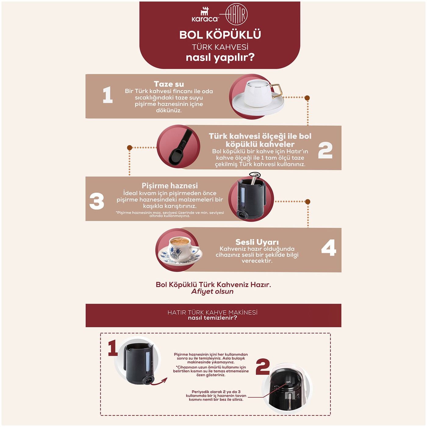 Karaca Hatır Barista Kırmızı Cappuccino ve Türk Kahve Makinesi İmperial Red - Görsel 6
