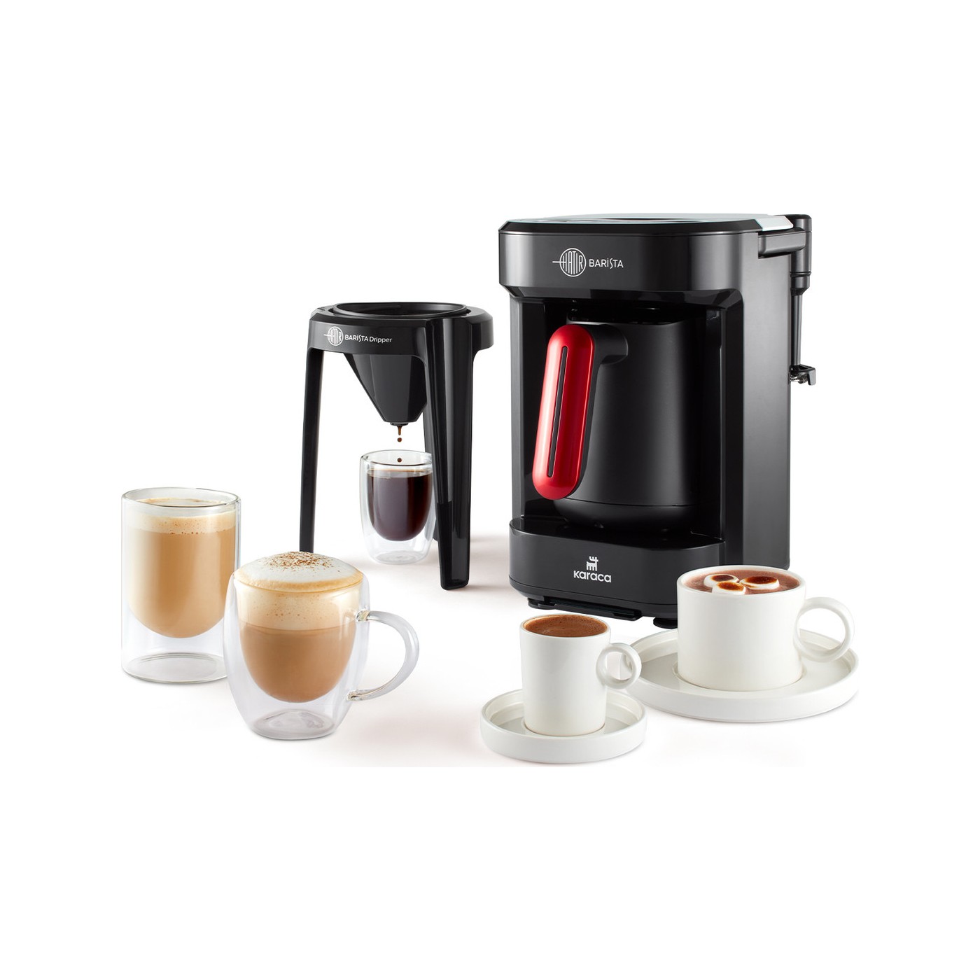 Karaca Hatır Barista Kırmızı Cappuccino ve Türk Kahve Makinesi İmperial Red
