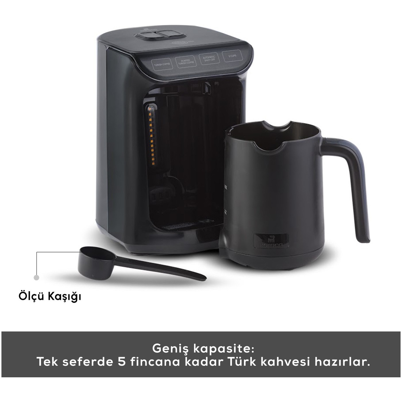 Karaca Hatır Köz Shiny Black Wave Türk Kahve Makinesi 5 Fincan Kapasiteli Bol Köpüklü - Görsel 2