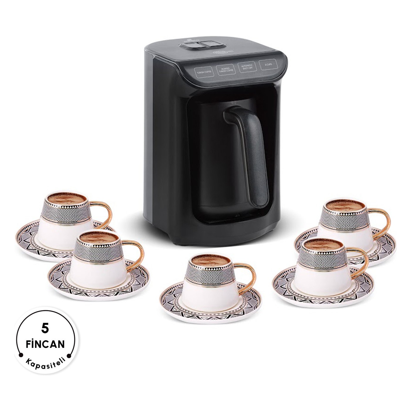 Karaca Hatır Köz Shiny Black Wave Türk Kahve Makinesi 5 Fincan Kapasiteli Bol Köpüklü - Görsel 6