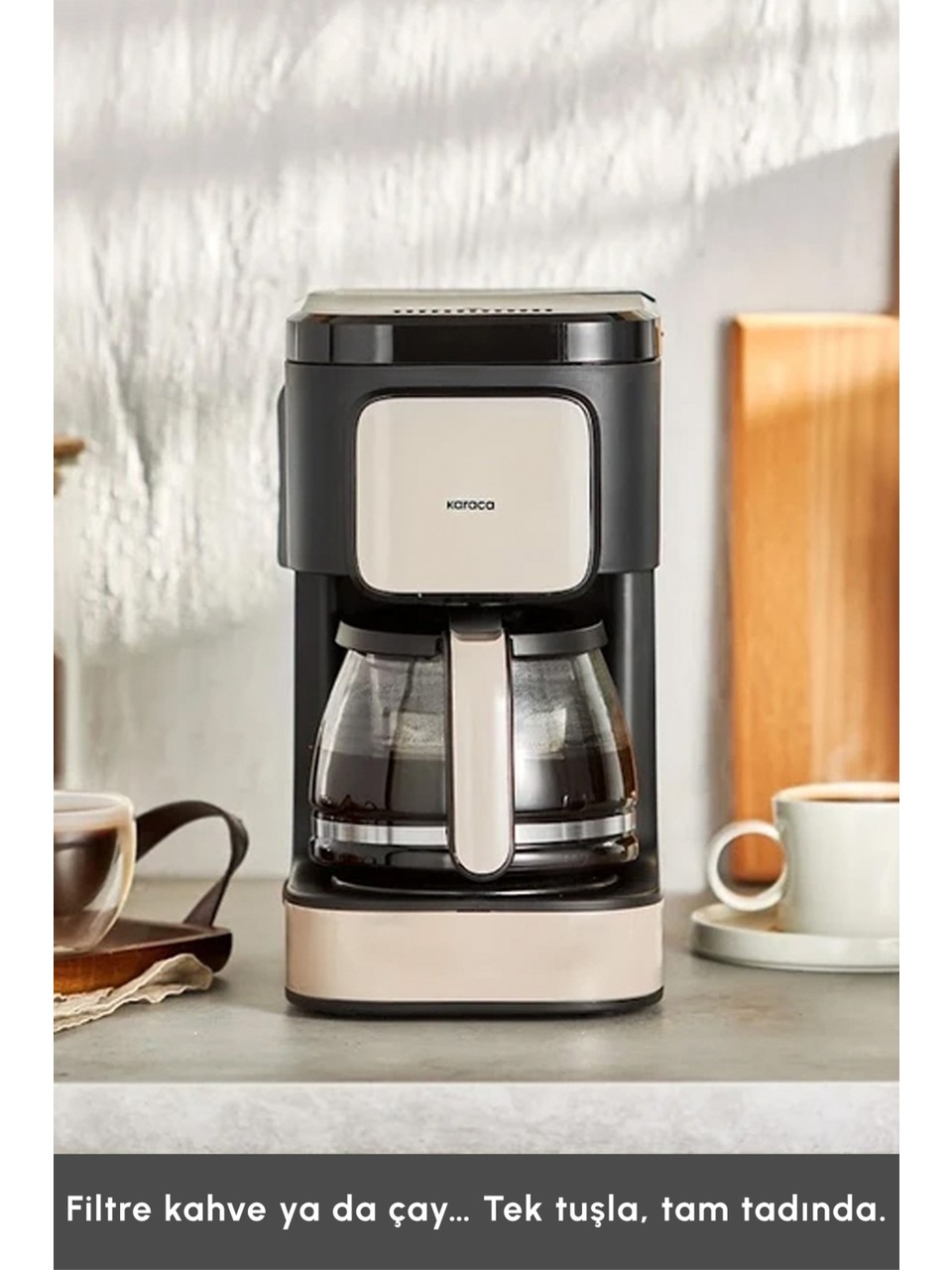 Karaca Just Coffee Aroma 2 In 1 Filtre Kahve ve Çay Demleme Makinesi Bej - Görsel 2
