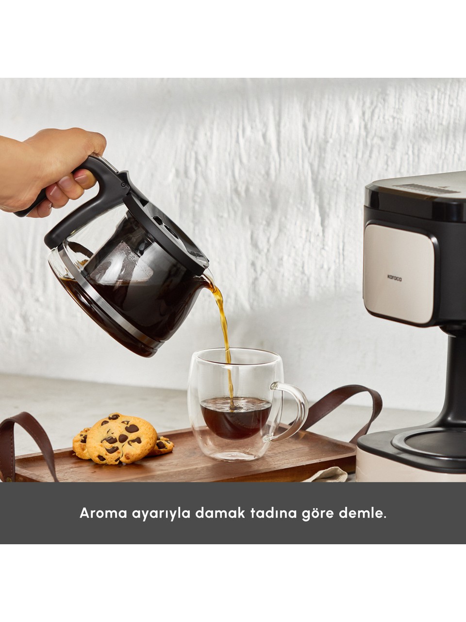 Karaca Just Coffee Aroma 2 In 1 Filtre Kahve ve Çay Demleme Makinesi Bej - Görsel 6