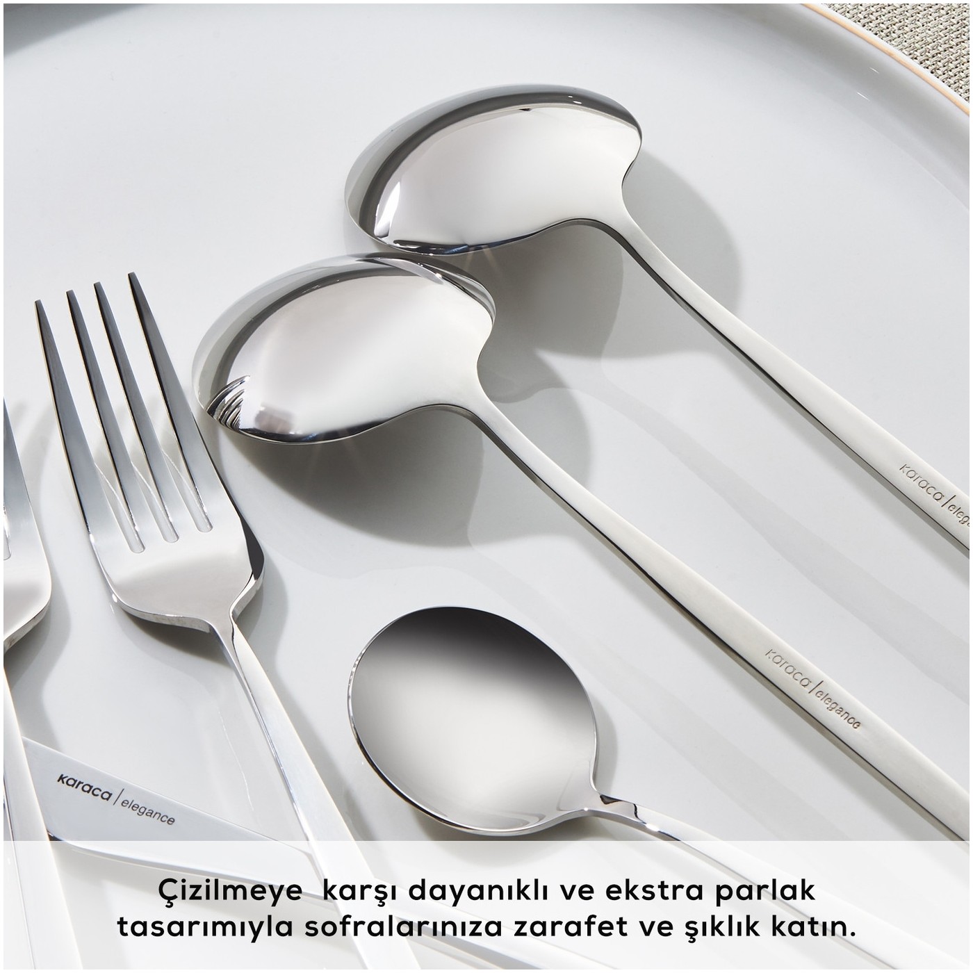 Karaca New Porto Elegance 60 Parça 12 Kişilik Çatal Kaşık Bıçak Takımı Platin - Görsel 7