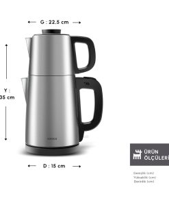 Alternative view of Karaca Tea Break Inox Siyah 1650 W Çelik Demlikli Çay Makinesi & Su Isıtıcı