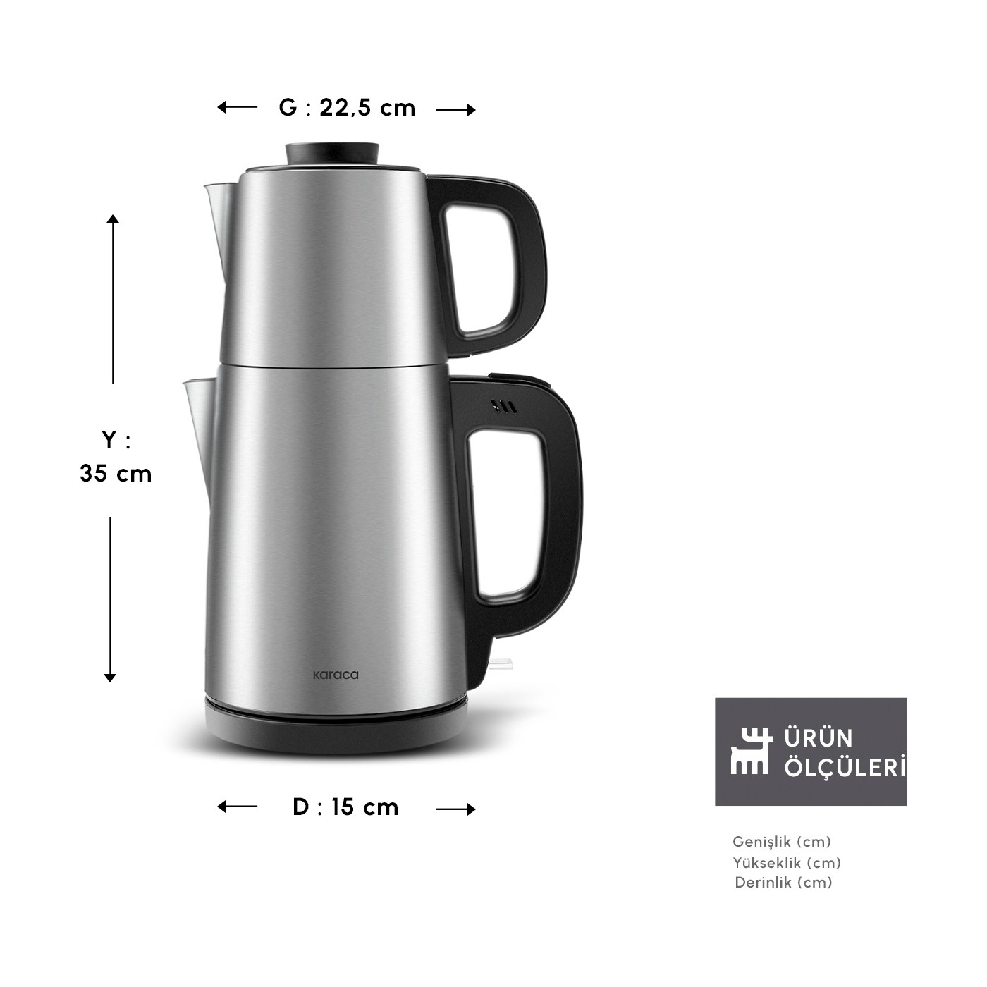 Karaca Tea Break Inox Siyah 1650 W Çelik Demlikli Çay Makinesi & Su Isıtıcı - Görsel 2