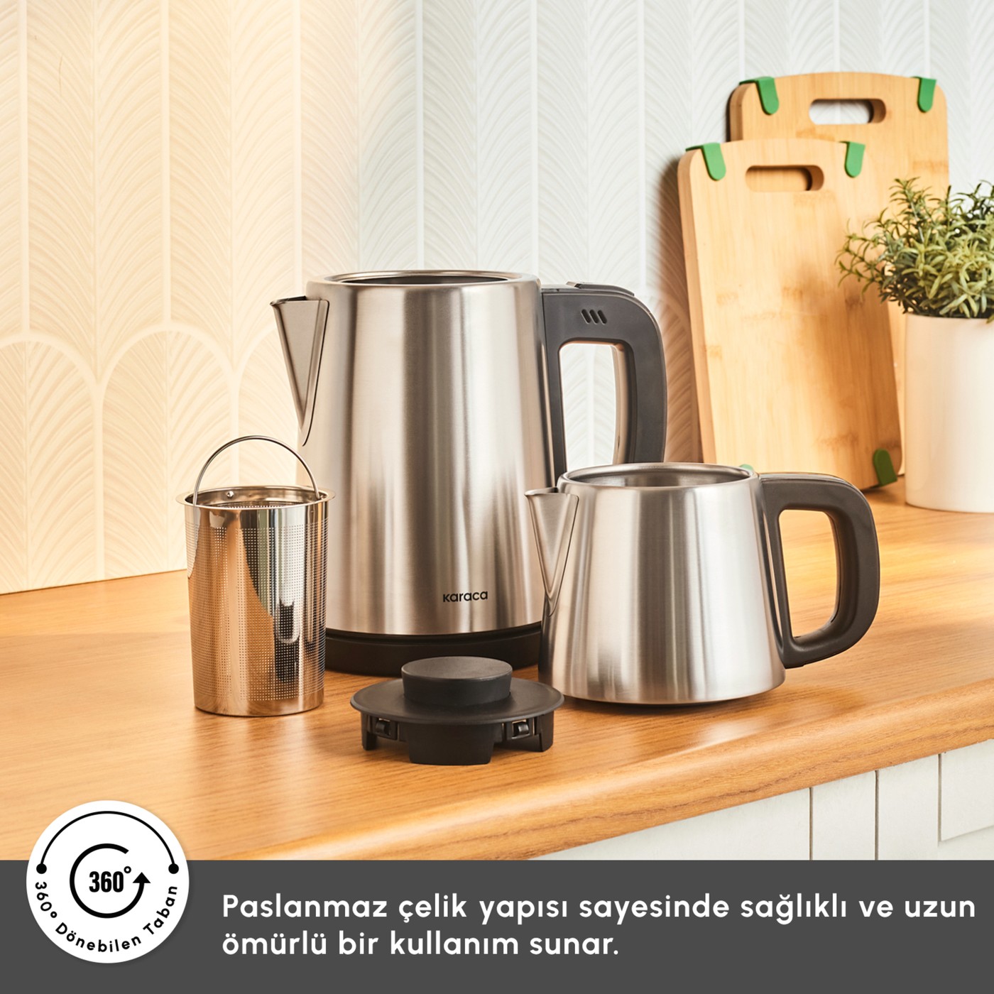 Karaca Tea Break Inox Siyah 1650 W Çelik Demlikli Çay Makinesi & Su Isıtıcı - Görsel 4