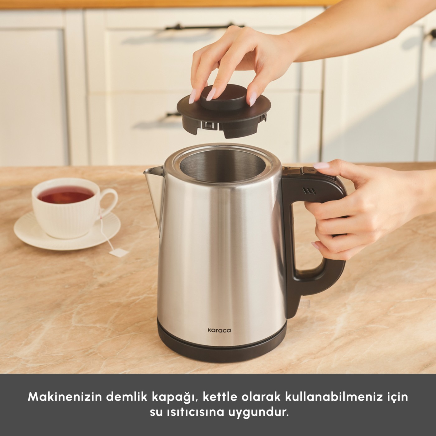 Karaca Tea Break Inox Siyah 1650 W Çelik Demlikli Çay Makinesi & Su Isıtıcı - Görsel 6