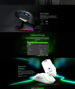 Alternative view of Monster Pusat Reflex Ultra Beyaz RGB Şarjlı Optik Kablosuz Oyuncu Mouse 16000 Dpı 400 IPS Yüksek Performanslı Beyaz