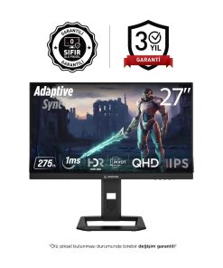 Rampage Slice SL27F275Q 27" 1 ms 2K Pivot IPS 275 Hz Oyuncu Monitörü Fast IPS QHD HDR400 Siyah Flat