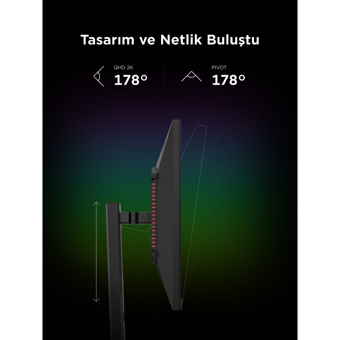 Rampage Slice SL27F275Q 27" 1 ms 2K Pivot IPS 275 Hz Oyuncu Monitörü Fast IPS QHD HDR400 Siyah Flat - Görsel 8