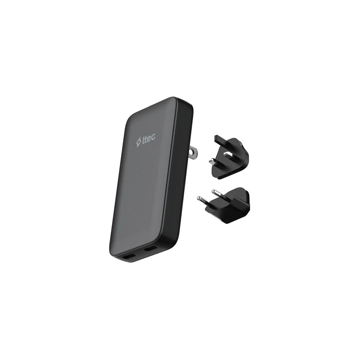 Ttec SmartCharger Trio GaN 2SCG06S 65 W Hızlı Şarj Adaptörü Pd Avrupa-Ingiltere-Amerika Uluslararası İnce Tasarımlı Seyahat Şarj Kiti Siyah