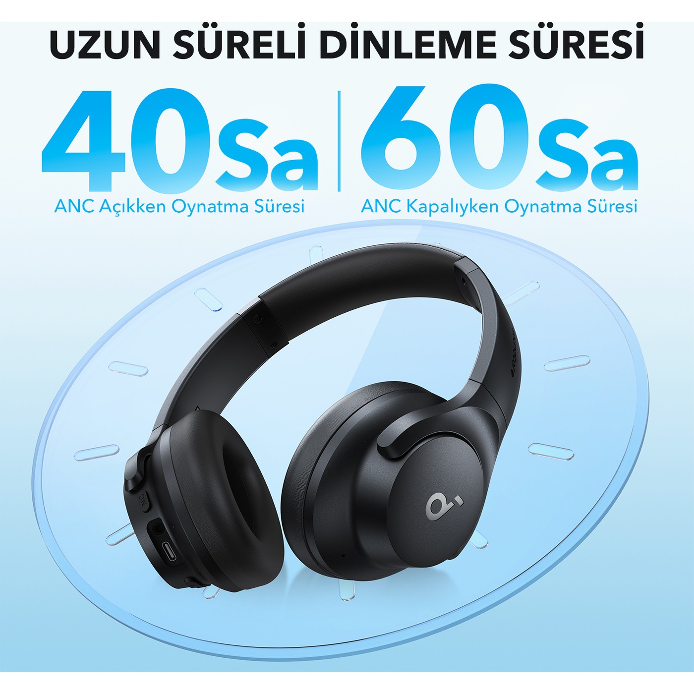 Anker SoundCore Life Q20i Beyaz Kulak Üstü Bluetooth Kulaklık Aktif Gürültü Engelleme A3004 - Görsel 6