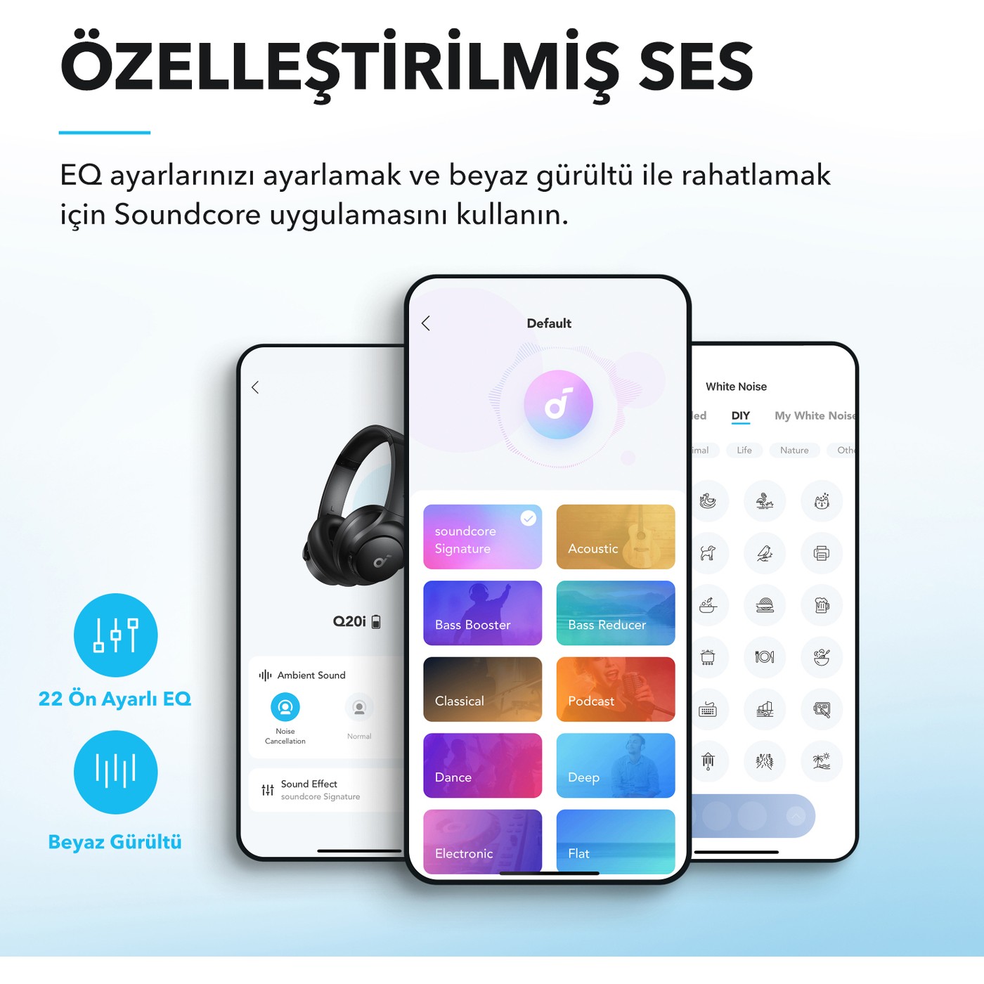 Anker SoundCore Life Q20i Beyaz Kulak Üstü Bluetooth Kulaklık Aktif Gürültü Engelleme A3004 - Görsel 8