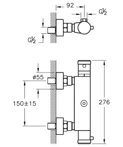 Alternative view of Artema AquaHeat A47055EXPS Termostatik Krom Duş Bataryası