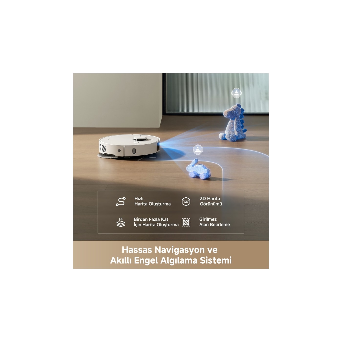 Dreame D30 Ultra Çöp İstasyonlu Akıllı Robot Süpürge Beyaz, 25.000PA Emiş Gücü - Görsel 8