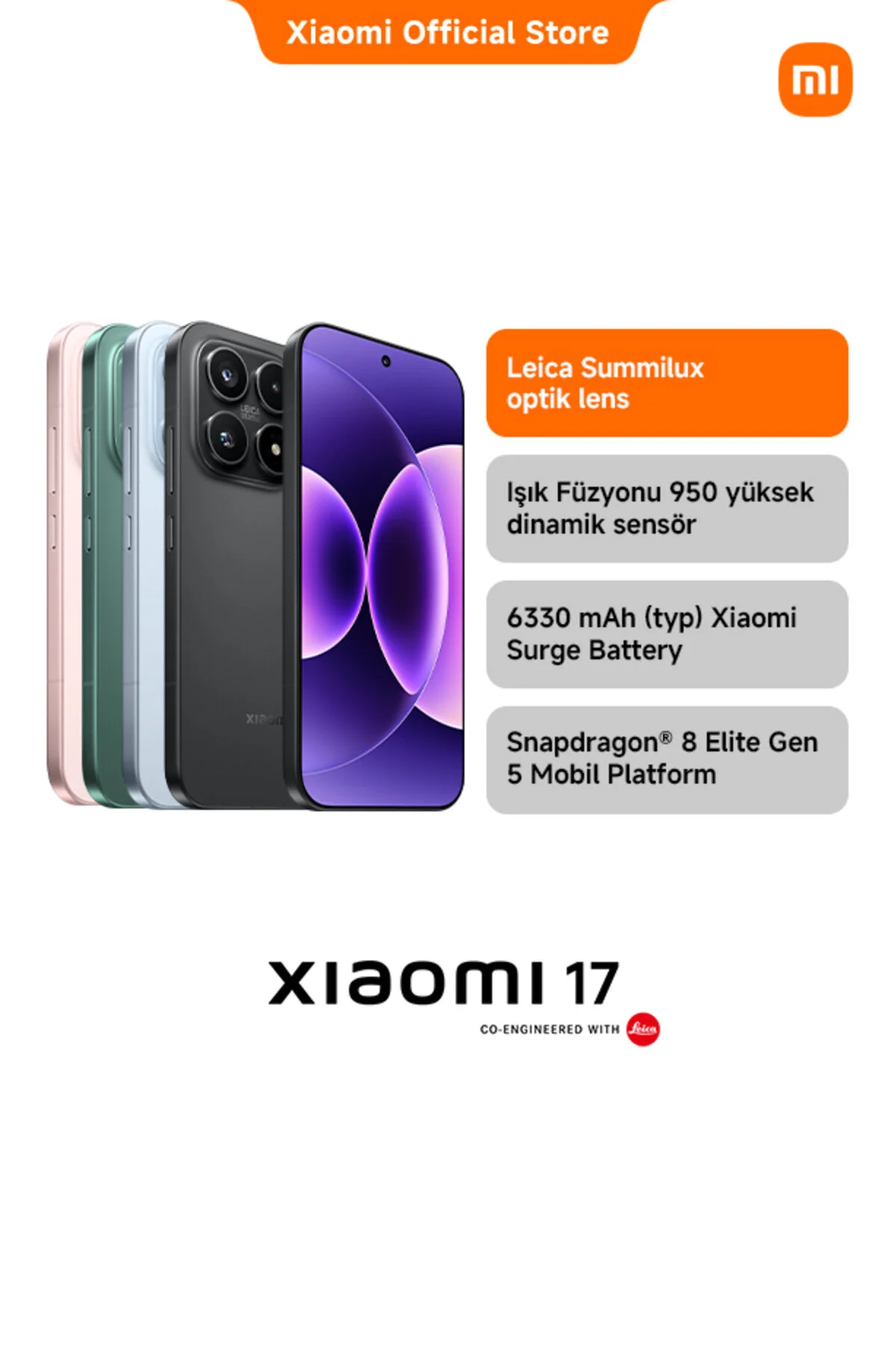 Xiaomi 17 Black 12GB Ram 512GB Rom (Xiaomi Türkiye Garantili) - Görsel 2