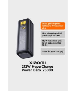 Xiaomi 212 W HyperCharge 25000 mAh Hızlı Şarj Powerbank Yüksek Kapasite Bhr9970gL